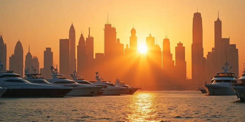 La skyline de Dubaï avec le Burj Khalifa dominant Downtown au crépuscule