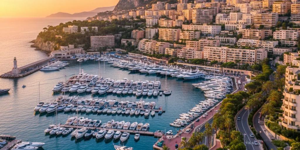 Superyachts entassés dans le Port Hercule, sous les tours d'habitation à flanc de colline de Monte-Carlo